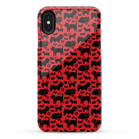 Bats Cats and Questions Pattern Phone Case