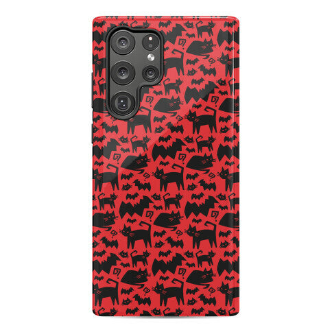Bats Cats and Questions Pattern Phone Case