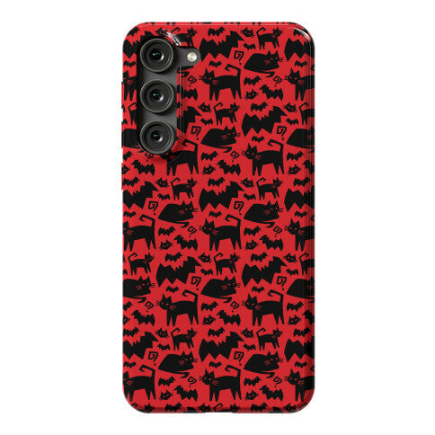 Bats Cats and Questions Pattern Phone Case