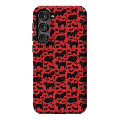 Bats Cats and Questions Pattern Phone Case
