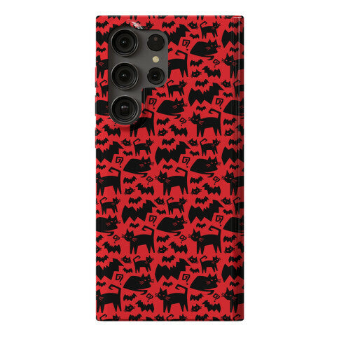 Bats Cats and Questions Pattern Phone Case