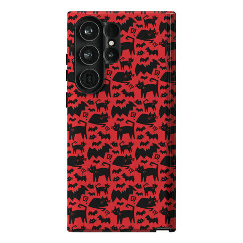 Bats Cats and Questions Pattern Phone Case