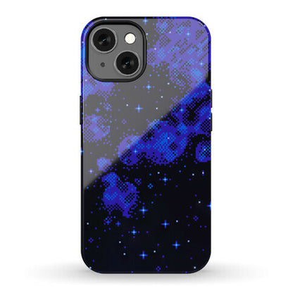 Pixelated Blue Nebula Phone Case