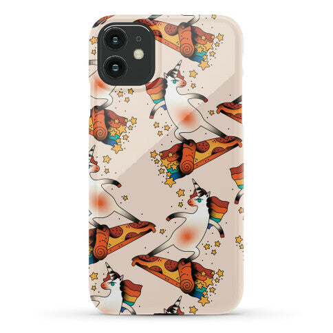 Rad Unicorn Skateboarding a Pizza Tattoo Phone Case