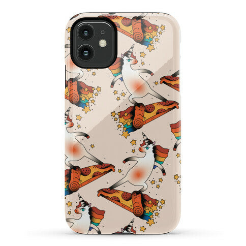 Rad Unicorn Skateboarding a Pizza Tattoo Phone Case