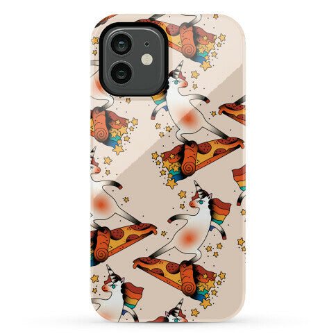 Rad Unicorn Skateboarding a Pizza Tattoo Phone Case