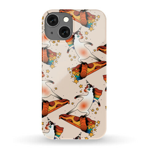 Rad Unicorn Skateboarding a Pizza Tattoo Phone Case