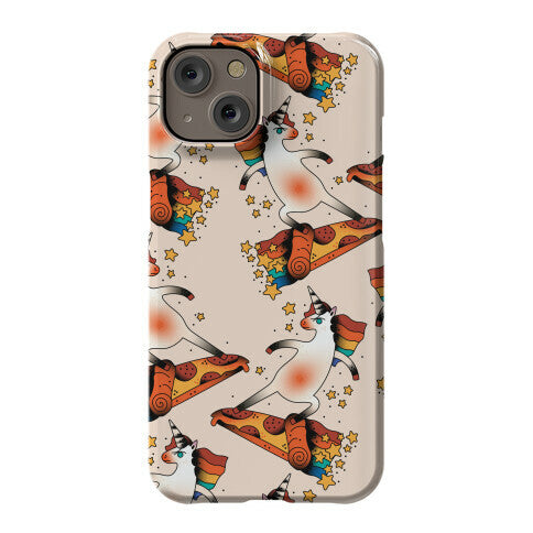 Rad Unicorn Skateboarding a Pizza Tattoo Phone Case