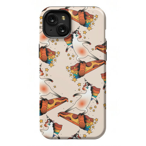 Rad Unicorn Skateboarding a Pizza Tattoo Phone Case