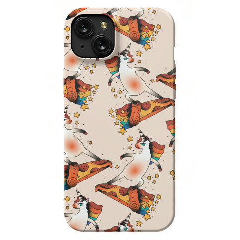 Rad Unicorn Skateboarding a Pizza Tattoo Phone Case
