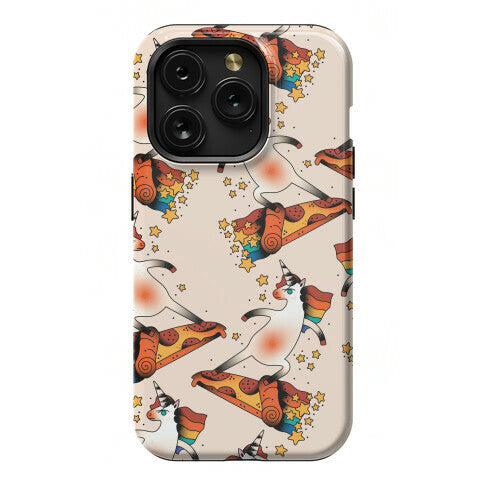 Rad Unicorn Skateboarding a Pizza Tattoo Phone Case