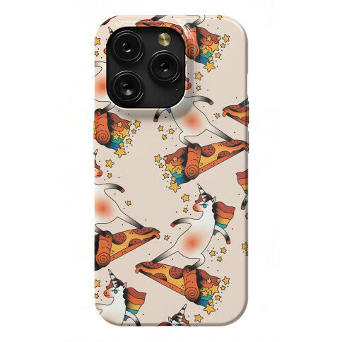 Rad Unicorn Skateboarding a Pizza Tattoo Phone Case