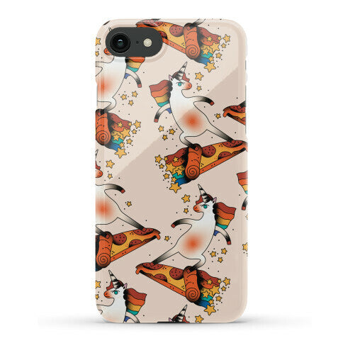 Rad Unicorn Skateboarding a Pizza Tattoo Phone Case