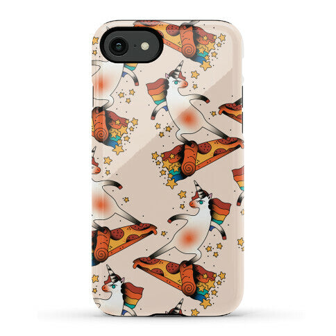 Rad Unicorn Skateboarding a Pizza Tattoo Phone Case