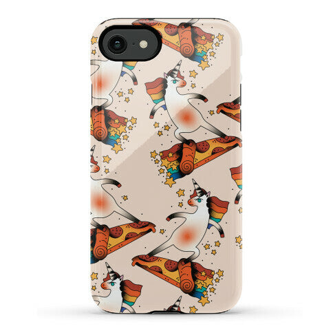 Rad Unicorn Skateboarding a Pizza Tattoo Phone Case