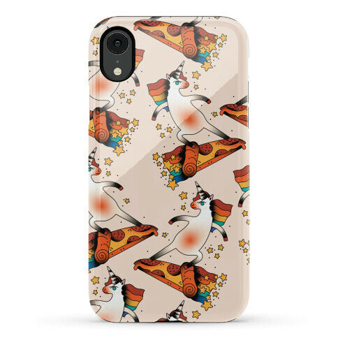 Rad Unicorn Skateboarding a Pizza Tattoo Phone Case