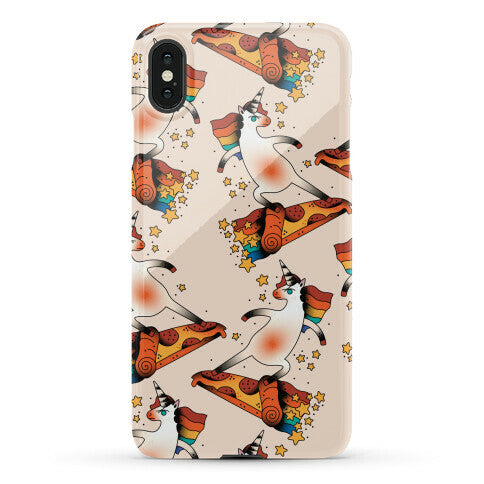 Rad Unicorn Skateboarding a Pizza Tattoo Phone Case