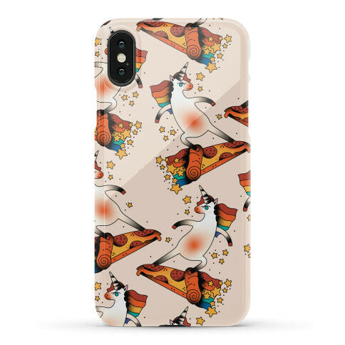 Rad Unicorn Skateboarding a Pizza Tattoo Phone Case