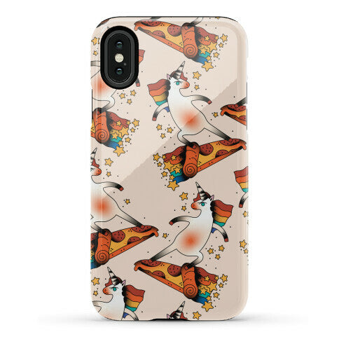 Rad Unicorn Skateboarding a Pizza Tattoo Phone Case