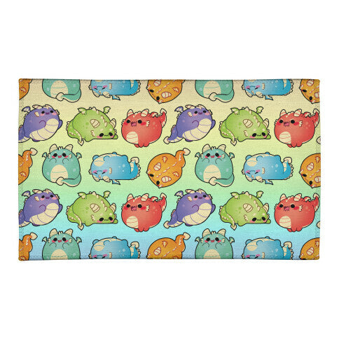 Kawaii Dragons Pattern Welcome Mat