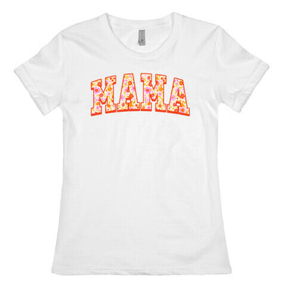 Floral Mama Text Womens Cotton Tee