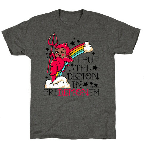 Black Kewpie Devil I Put the DEMON In Pride Month Unisex Triblend Tee