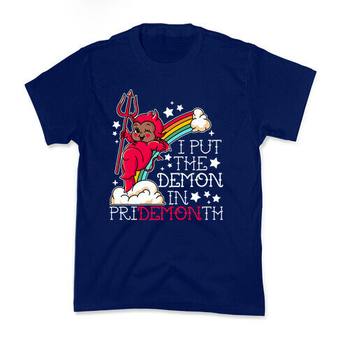 Black Kewpie Devil I Put the DEMON In Pride Month Kids Tee