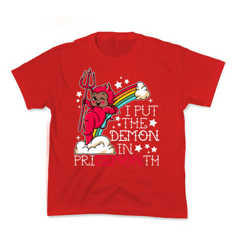 Black Kewpie Devil I Put the DEMON In Pride Month Kids Tee