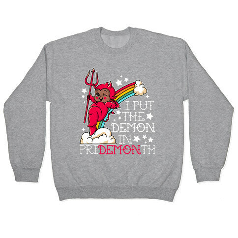 Black Kewpie Devil I Put the DEMON In Pride Month Crewneck Sweatshirt