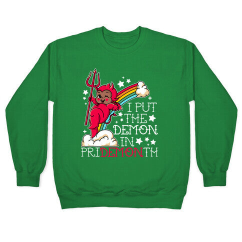 Black Kewpie Devil I Put the DEMON In Pride Month Crewneck Sweatshirt