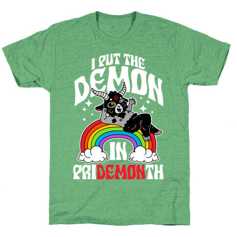 Baphomet I Put The Demon In Pride Month Unisex Triblend Tee