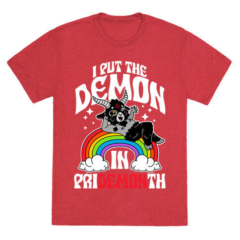 Baphomet I Put The Demon In Pride Month Unisex Triblend Tee