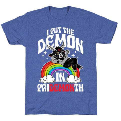 Baphomet I Put The Demon In Pride Month Unisex Triblend Tee