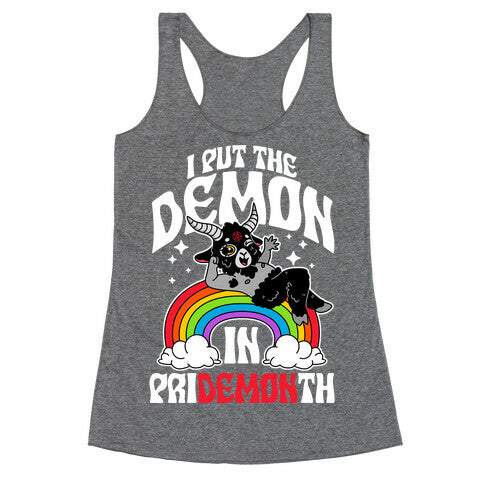 Baphomet I Put The Demon In Pride Month Racerback Tank