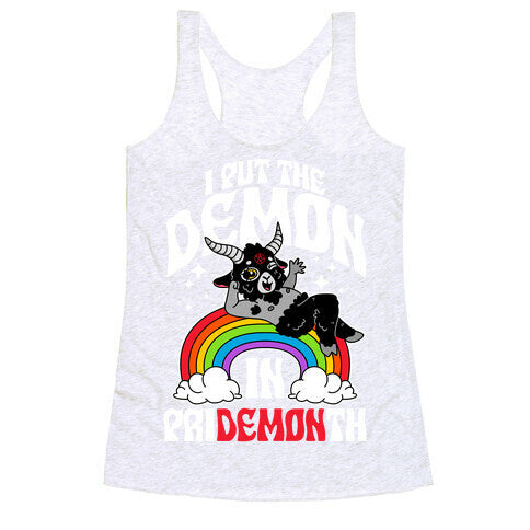 Baphomet I Put The Demon In Pride Month Racerback Tank