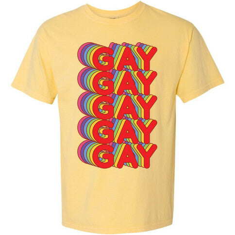 Gay Retro Rainbow Comfort Colors Heavyweight Tee