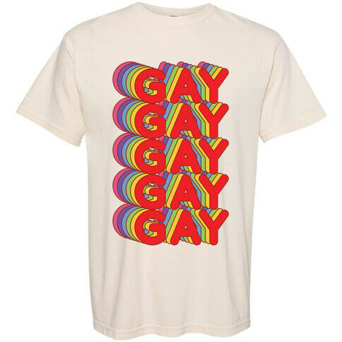 Gay Retro Rainbow Comfort Colors Heavyweight Tee