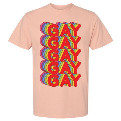 Gay Retro Rainbow Comfort Colors Heavyweight Tee
