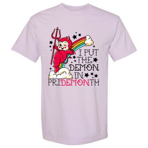 White Kewpie Devil I Put the DEMON In Pride Month Comfort Colors Heavyweight Tee