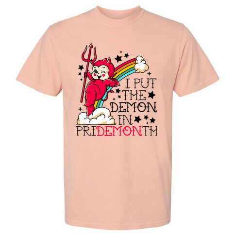 White Kewpie Devil I Put the DEMON In Pride Month Comfort Colors Heavyweight Tee