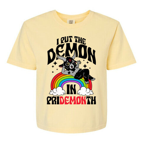 Baphomet I Put The Demon In Pride Month Women's Comfort Colors Heavyweight Boxy Tee