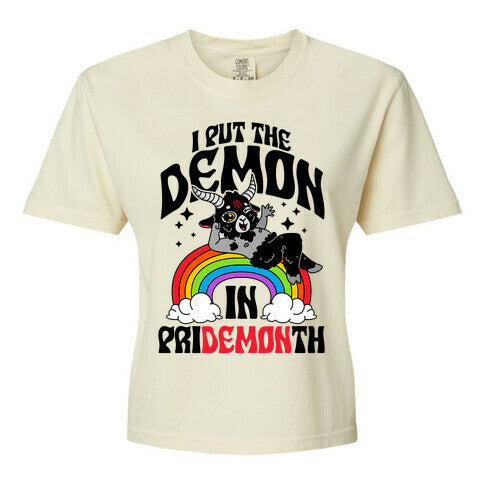 Baphomet I Put The Demon In Pride Month Women's Comfort Colors Heavyweight Boxy Tee