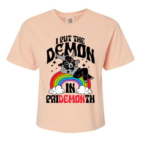 Baphomet I Put The Demon In Pride Month Women's Comfort Colors Heavyweight Boxy Tee