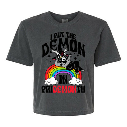 Baphomet I Put The Demon In Pride Month Women's Comfort Colors Heavyweight Boxy Tee