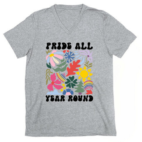 Pride All Year Round Abstract Florals V-Neck