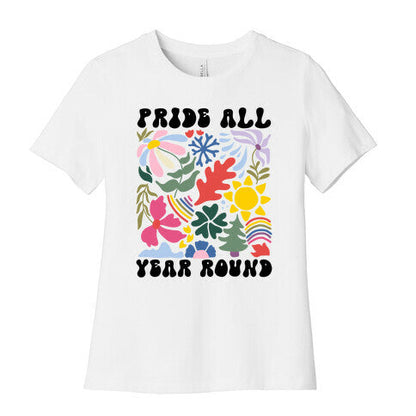 Pride All Year Round Abstract Florals Womens Cotton Tee