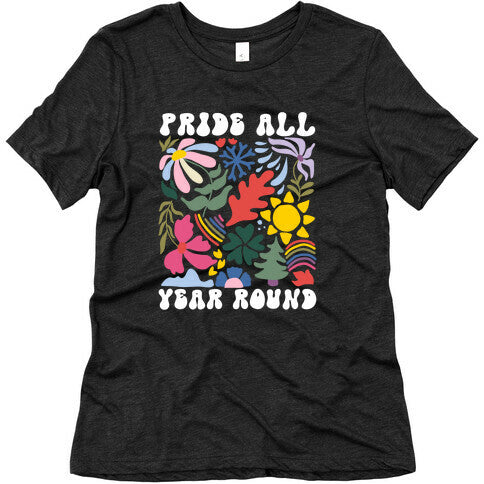 Pride All Year Round Abstract Florals Womens Triblend Tee