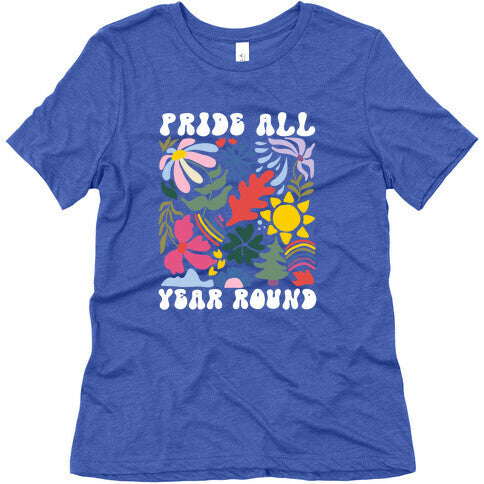 Pride All Year Round Abstract Florals Womens Triblend Tee