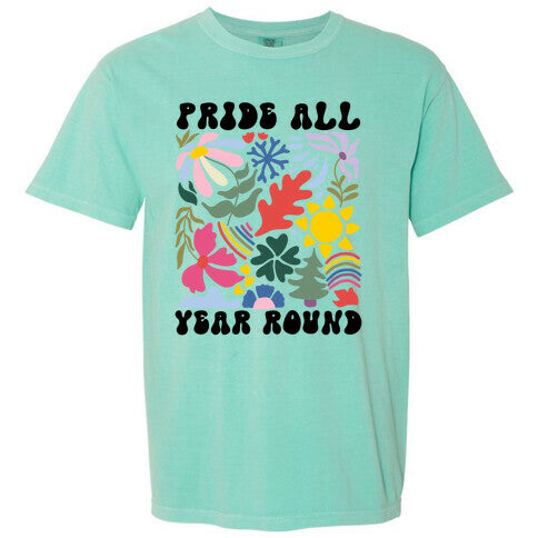 Pride All Year Round Abstract Florals Comfort Colors Heavyweight Tee