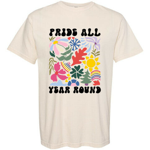 Pride All Year Round Abstract Florals Comfort Colors Heavyweight Tee